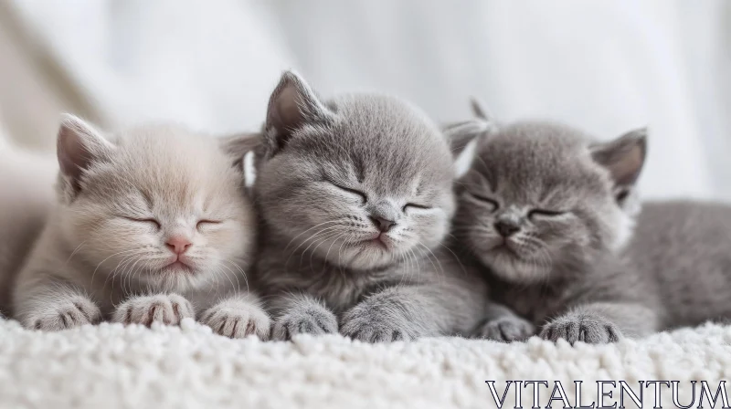 Peaceful Napping Kittens on Soft Surface AI Image