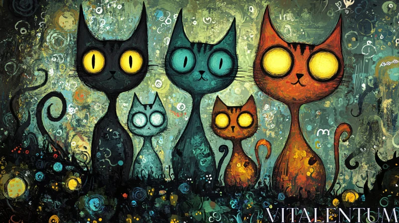 AI ART Enchanting Feline Art with Glowing Eyes