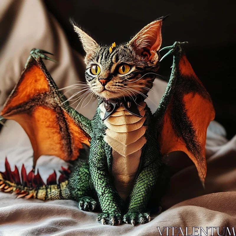 Whimsical Cat-Dragon Hybrid Imagery AI Image