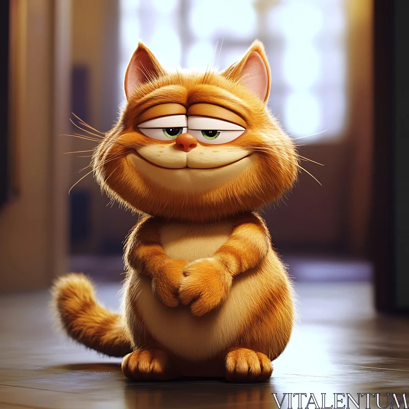 Orange Cartoon Cat Smiling AI Image