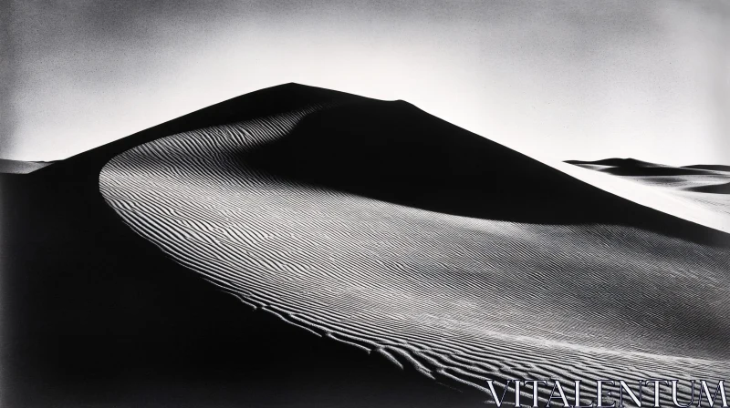 Black and White Sand Dunes in a Desert Landscape AI Image