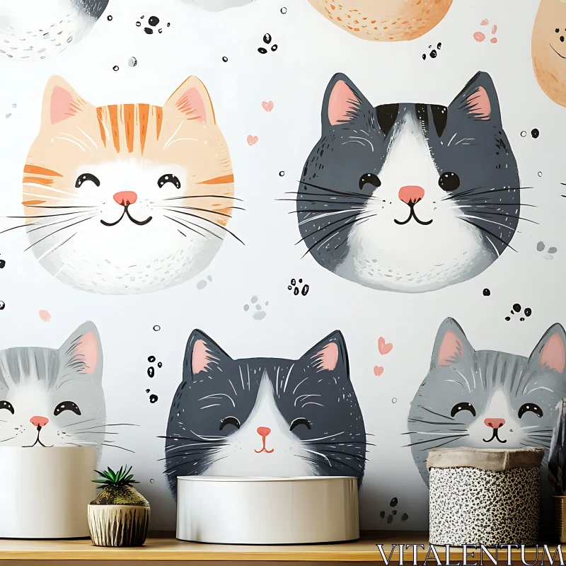 AI ART Whimsical Cat Expressions Artwork