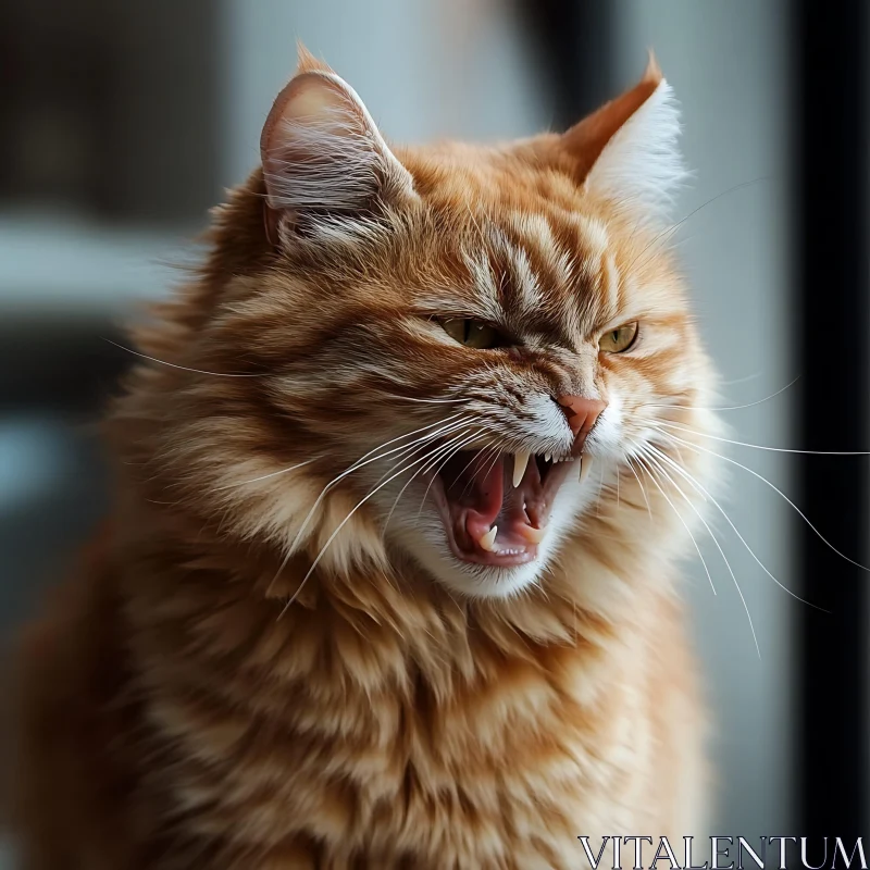 Angry Ginger Cat Portrait AI Image