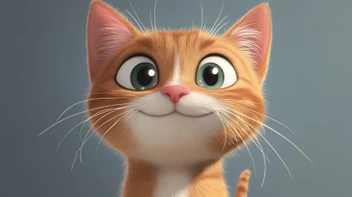 Charming Animated Orange Kitten with Expressive Eyes