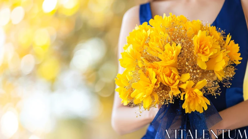 Captivating Image of a Woman with a Vibrant Yellow Bouquet AI Image
