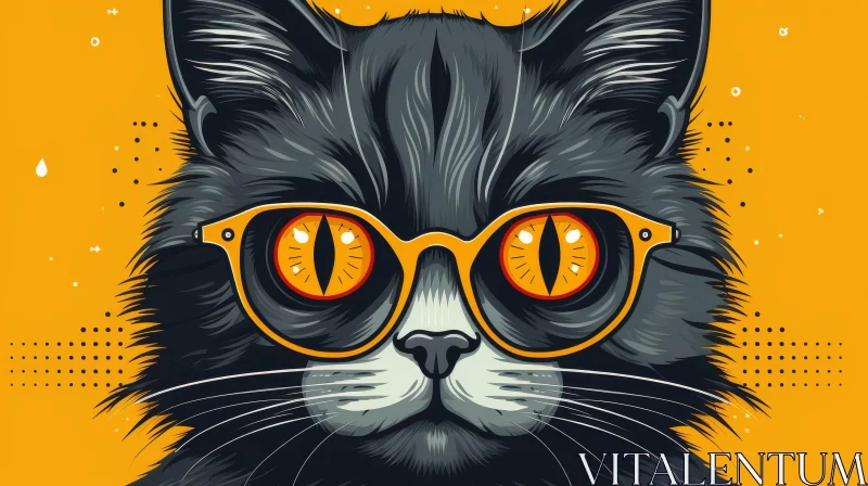 AI ART Cat with Glasses Digital Painting
