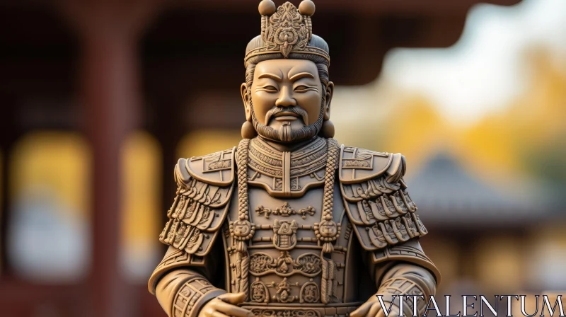 Chinese Emperor Statue in Temple AI Image