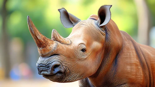 Close-up of Rhinoceros with Textured Skin