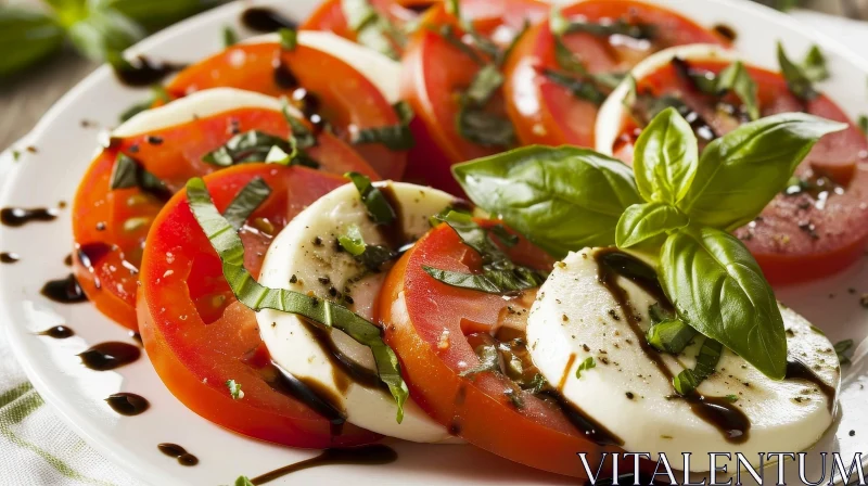 Delicious Caprese Salad with Mozzarella, Tomatoes, and Basil AI Image
