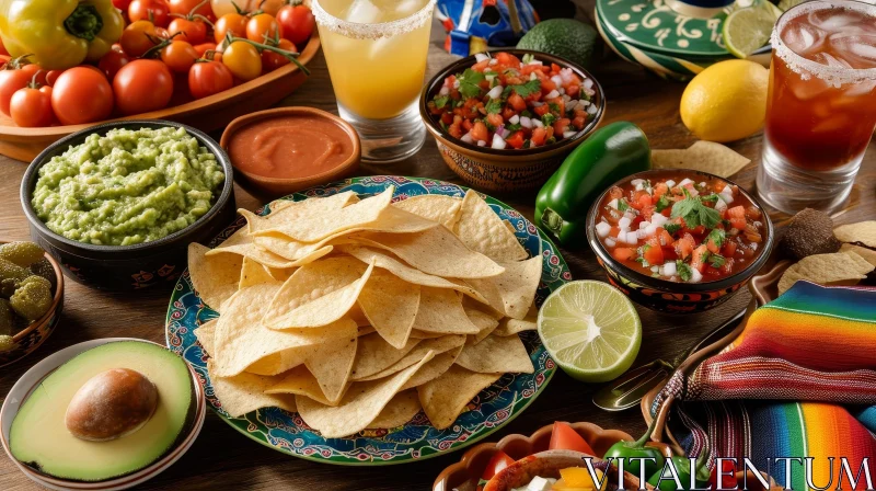Delicious Mexican Food Still Life on a Rustic Table AI Image