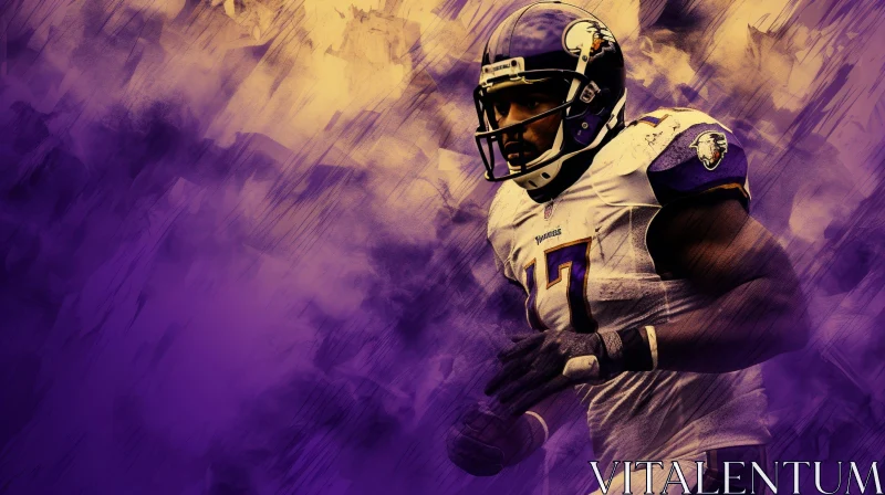 AI ART Dynamic Football Player Painting in Purple Jersey | Artwork