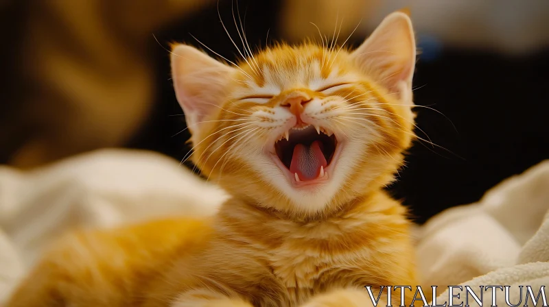 AI ART Cute Orange Kitten Yawning