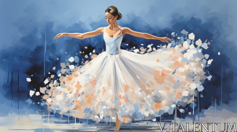 AI ART Elegant Ballerina Painting in White Tutu
