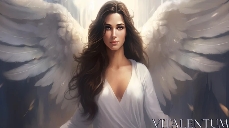 Ethereal Portrait of a Woman with Spread Wings AI Image