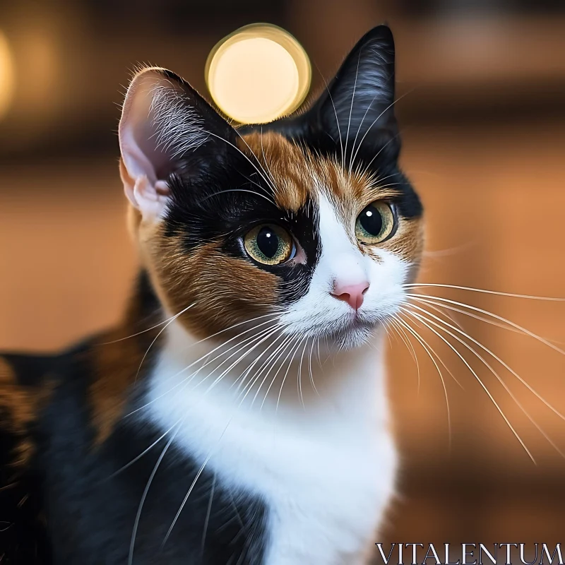 Portrait of Calico Cat with Bokeh Background AI Image