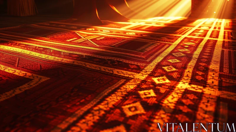 Luxurious Plush Red Carpet with Intricate Geometric Pattern AI Image