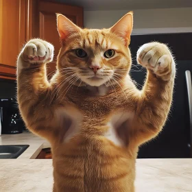 Muscular Ginger Cat Strikes a Pose