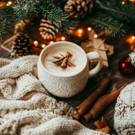 Festive Christmas Latte and Warm Blanket