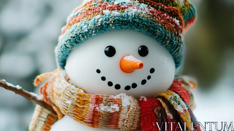 AI ART Happy Snowman in Vibrant Hat and Scarf