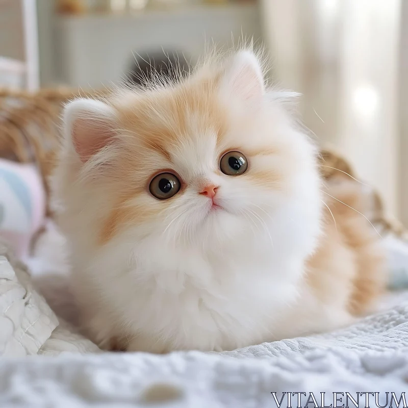 Cute Cream and Orange Kitten AI Image