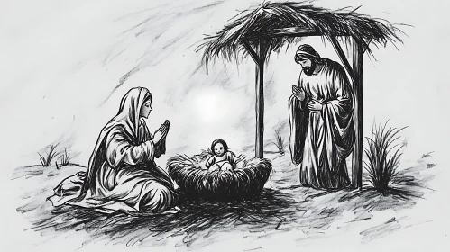 Christmas Nativity Drawing