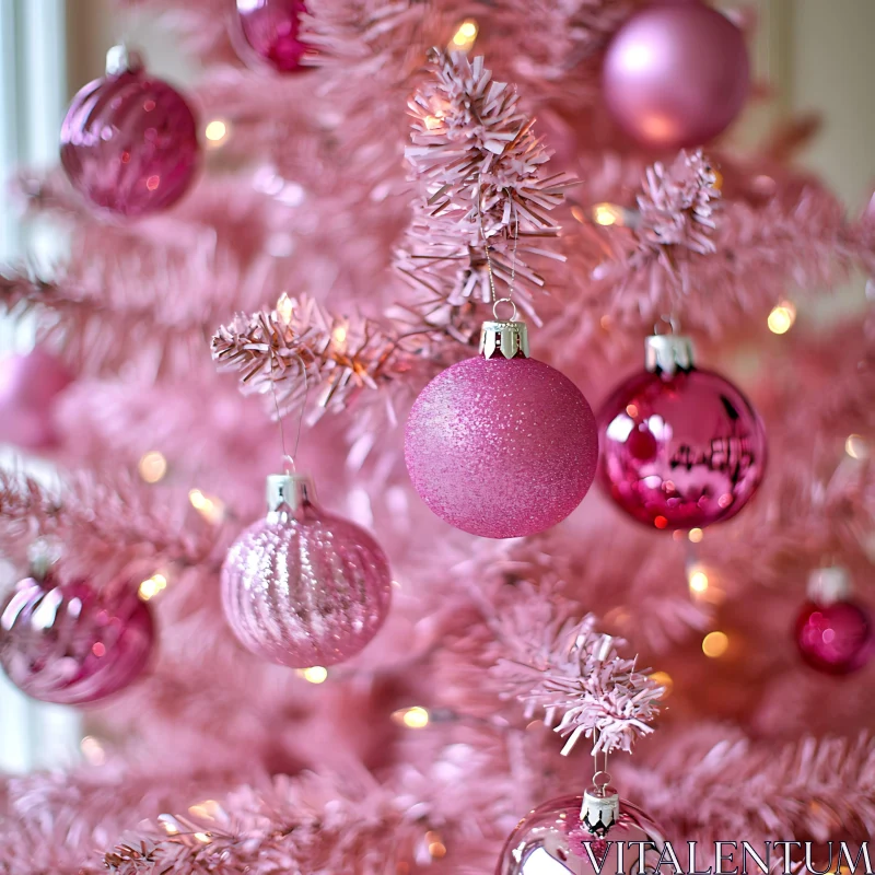 Festive Pink Christmas Tree Decorations AI Image