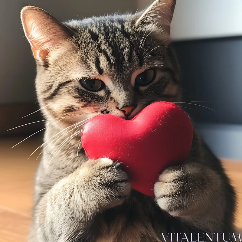 Cute Cat with Heart AI Image