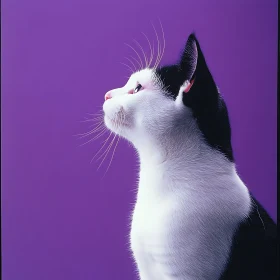 Elegant Cat Profile on Purple Background