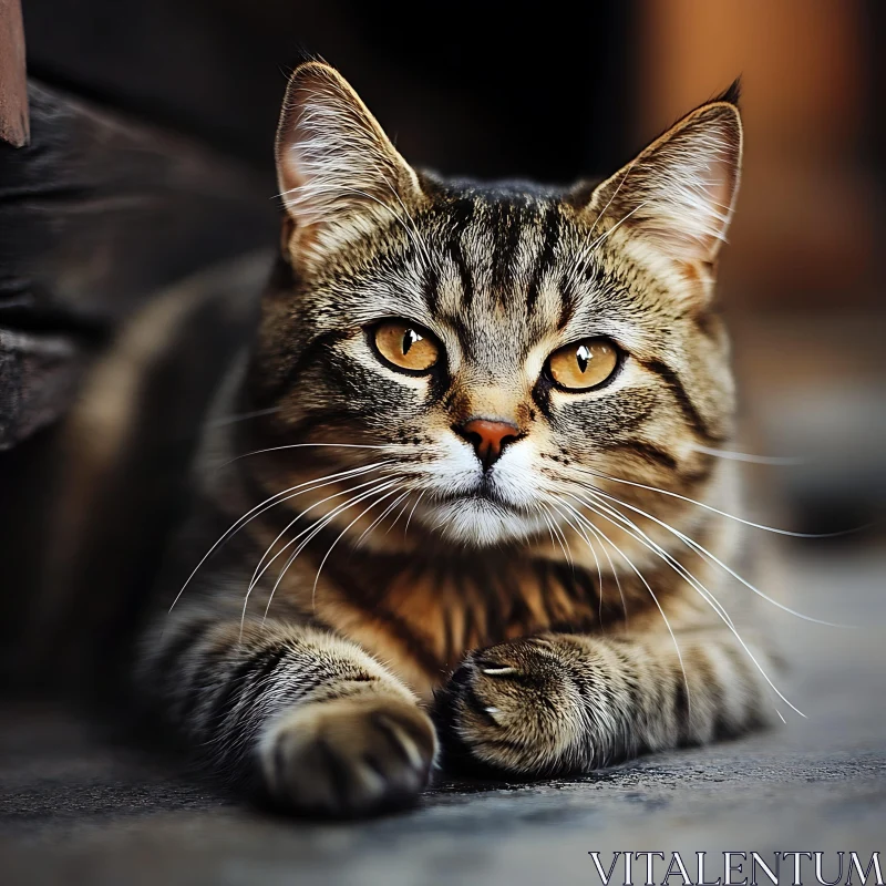 Golden Eyed Tabby Cat Close-Up AI Image