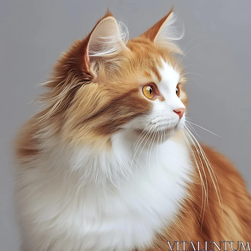 Ginger Cat with Fluffy Fur - Detailed Portrait AI Image