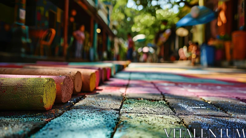 Colorful Street with Blurred Background | Vibrant Urban Scene AI Image