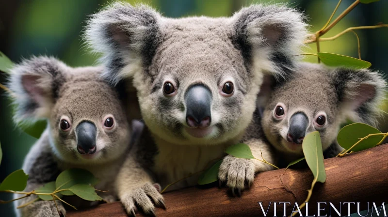 AI ART Enchanting Koalas on Tree Branch - Wildlife Photography