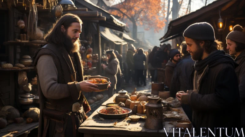 Medieval Market: A Captivating Cinematic Scene AI Image