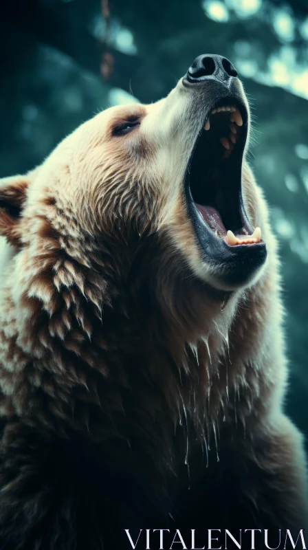 Poetcore-Inspired Image of a Snarling Bear in the Wilderness AI Image