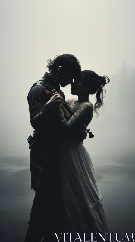Romantic Drama in a Scottish Landscape - A Medieval Fantasy Love Story AI Image