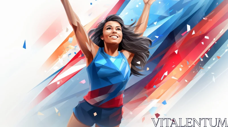 Victorious Young Woman - Digital Painting AI Image