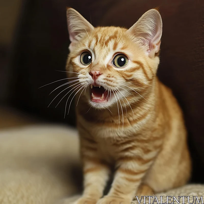 Cute Surprised Orange Kitten Portrait AI Image