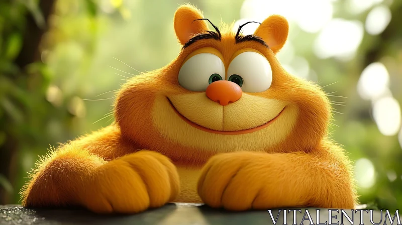 Smiling Cartoon Cat with Expressive Eyes AI Image