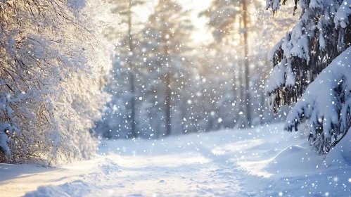 Peaceful Snowy Forest in Winter