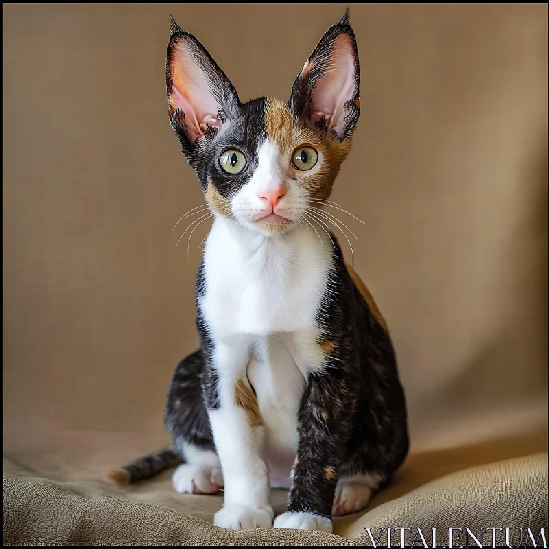 Calico Kitten with Expressive Eyes AI Image