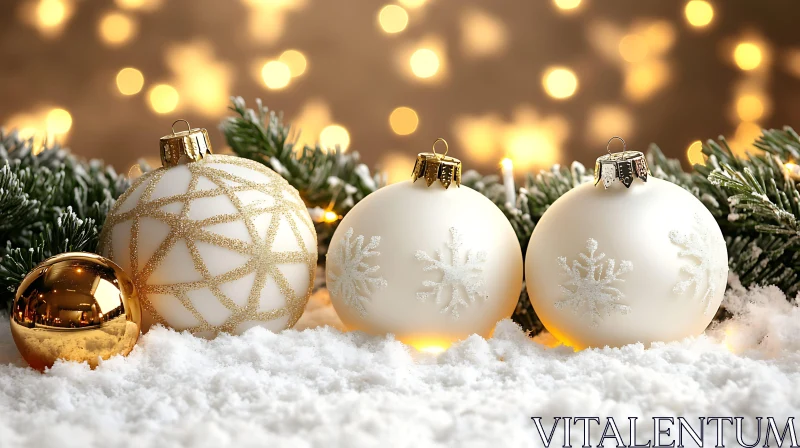 Festive Gold and White Christmas Decor AI Image