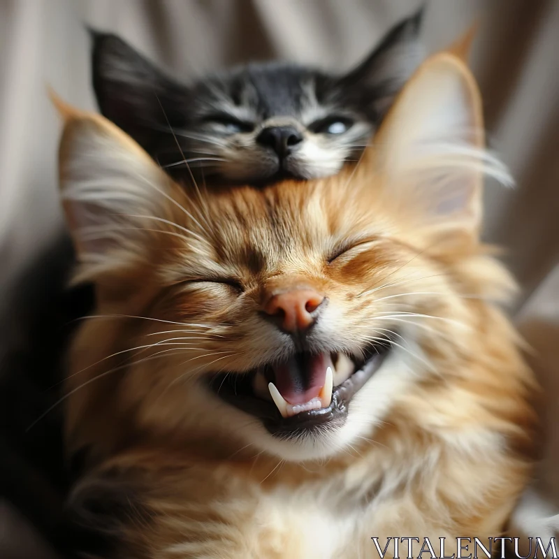 Cute Kittens in a Joyful Pose AI Image