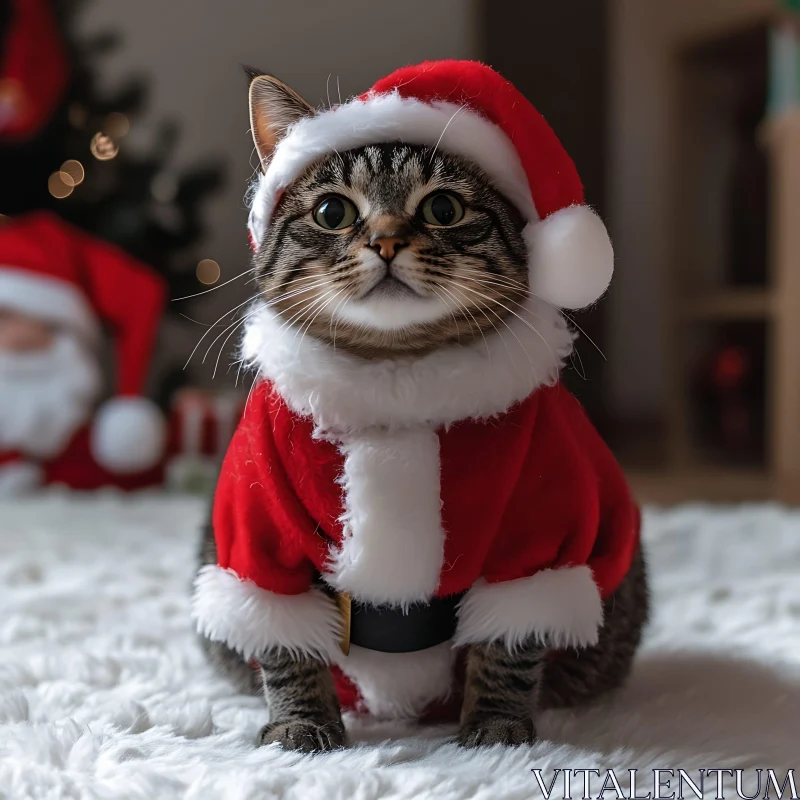 Santa Cat Celebrating Christmas AI Image