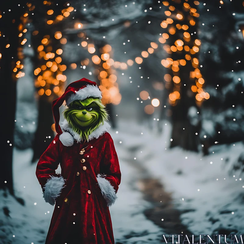 Grinch in Festive Christmas Setting AI Image