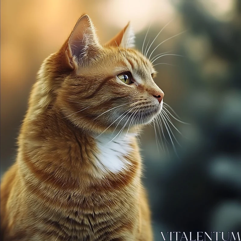 Side Profile of an Orange Cat with White Markings AI Image