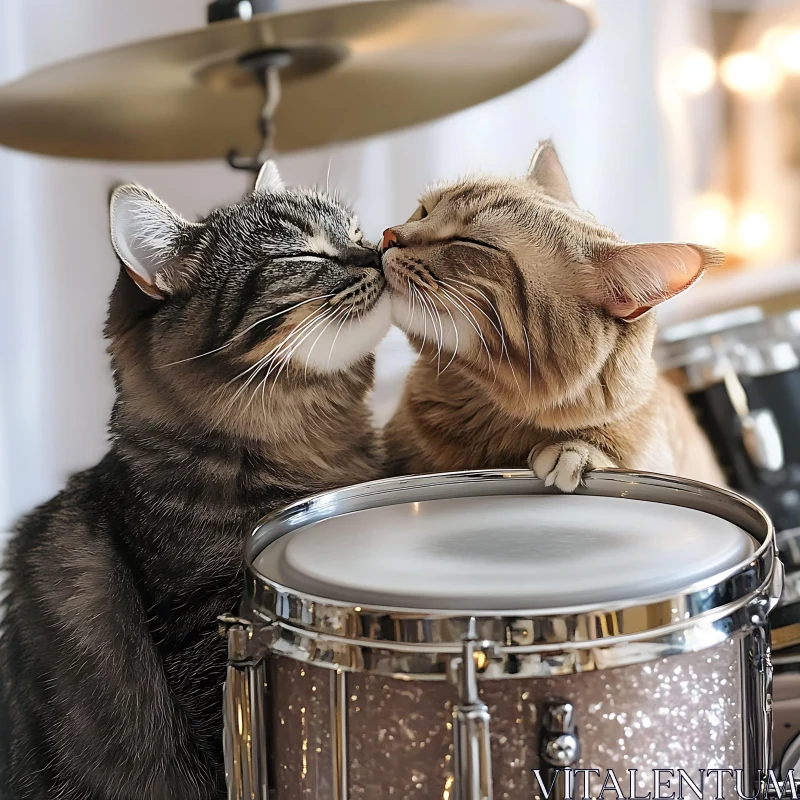 AI ART Affectionate Cats on Drum