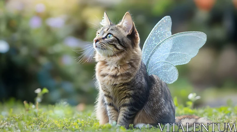 AI ART Whimsical Cat with Glittering Fairy Wings