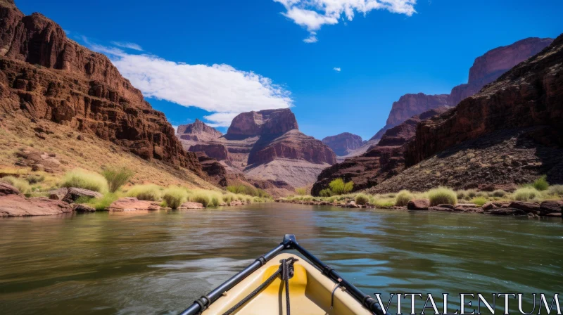 Canoeing along the Grand Canyon: A Captivating Nature Experience AI Image