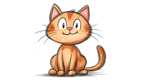 Cute Cartoon Cat Drawing