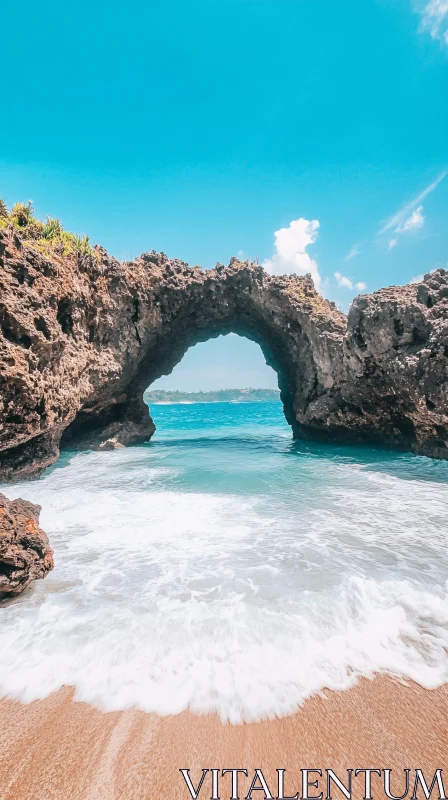 AI ART Stunning Coastal Rock Arch and Serene Seashore